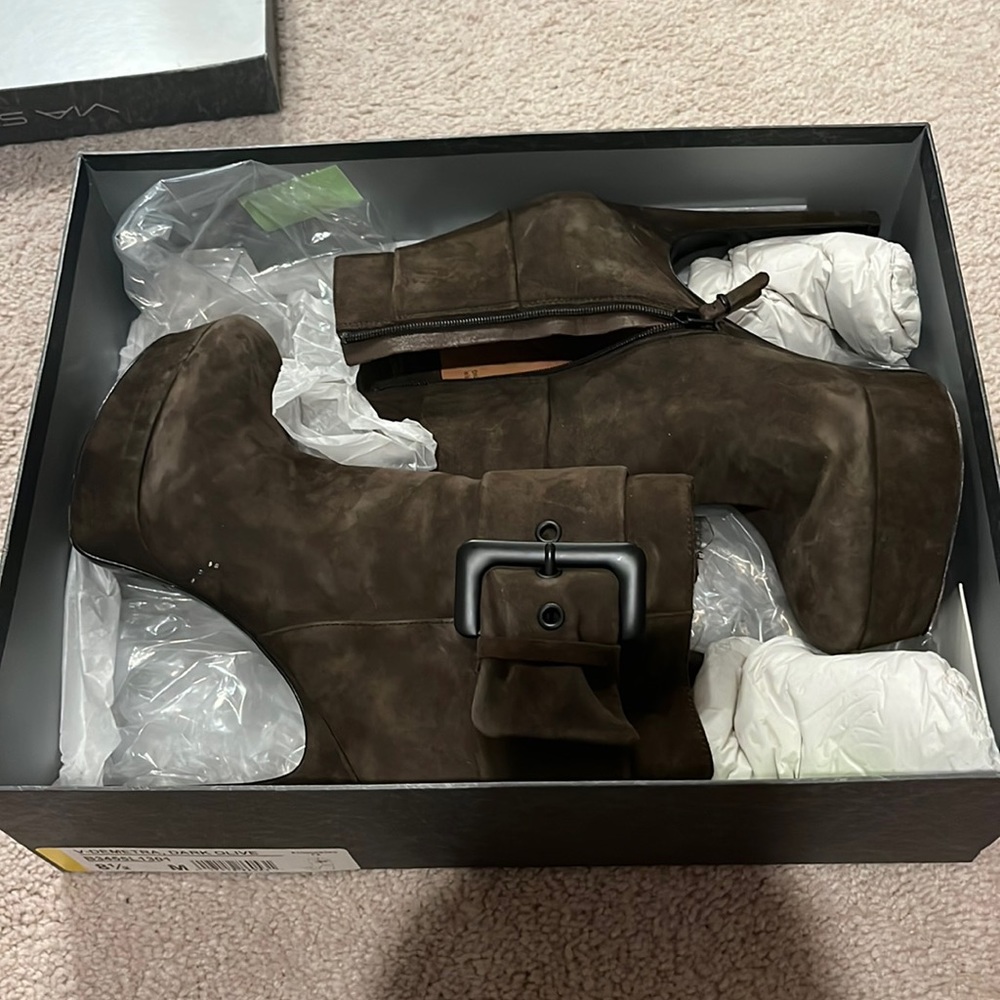 Dark Olive Heel Boots